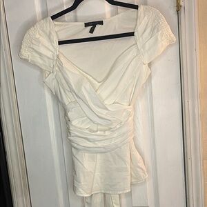 BCBGMAXAZRIA Elegant Cream Wrap Women's Top